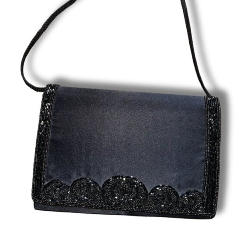 Black Silk Sequin Small Crossbody Bag